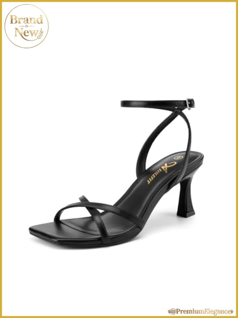 Square Open Toe Strappy Kitten Heels for Women Prom Evening Sandals